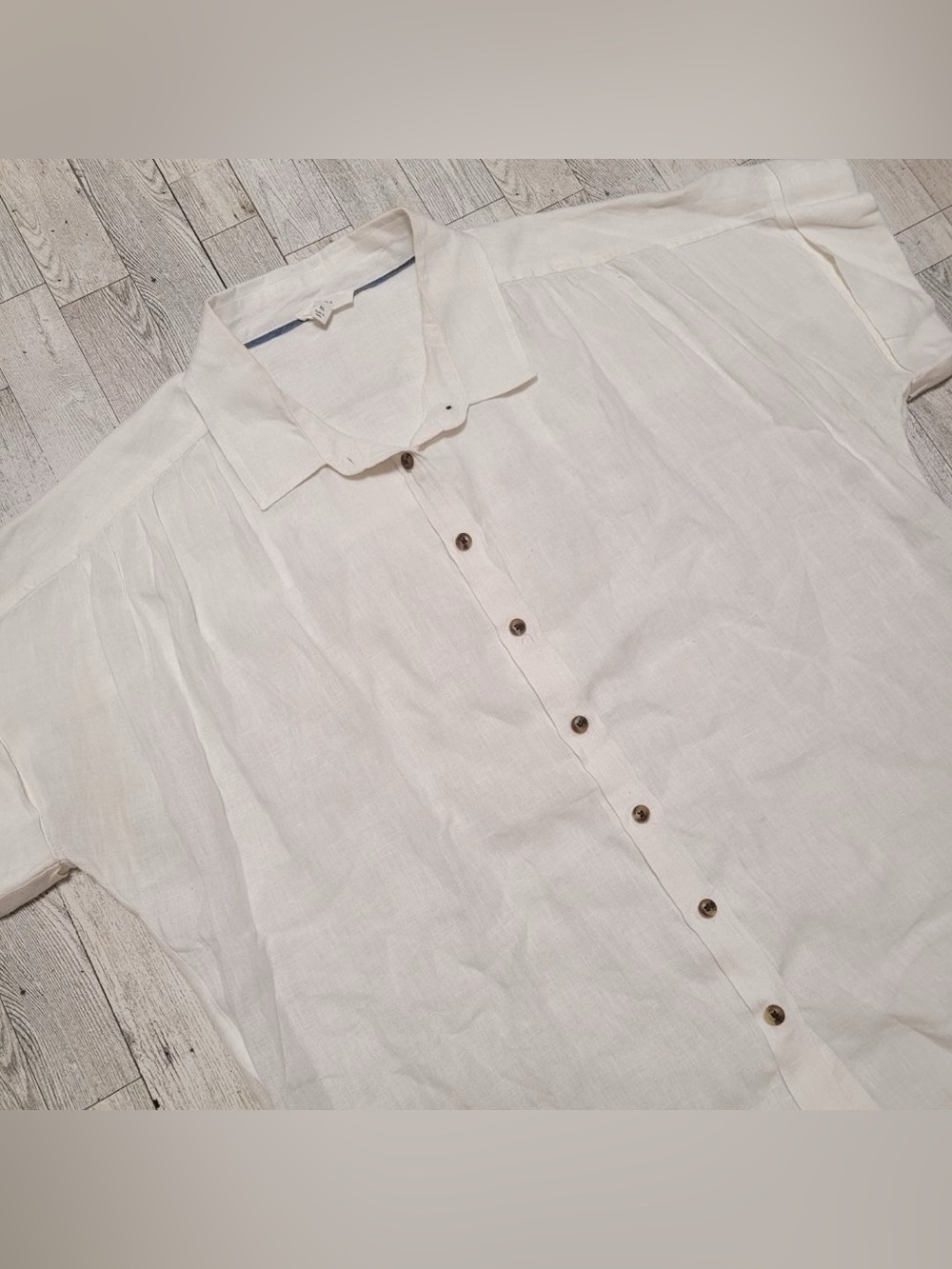 Women’s A Loves A 100% Linen White Camp Collar Summer Button Up Shirt Size XL